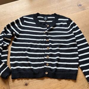 NWOT Bobeau Black and White Striped Cardigan